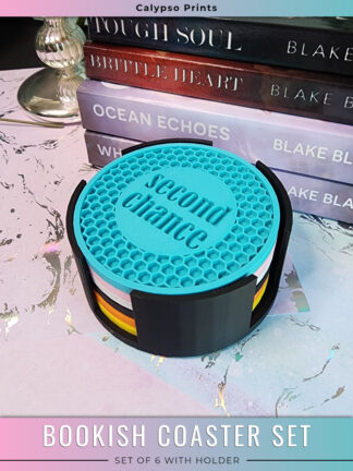 Bookish Coasters - Set of 6 With Holder