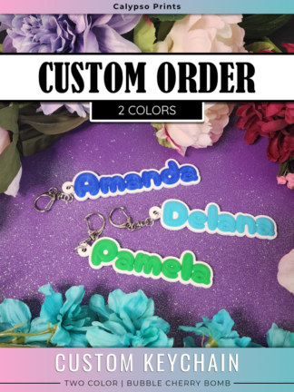 Custom 2 Color Keychain - Bubble Cherry Bomb