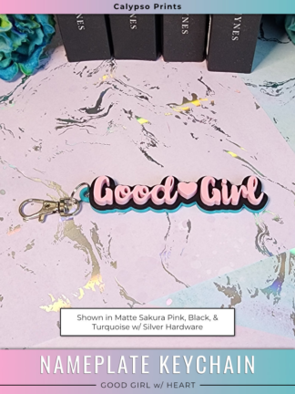 Nameplate Keychain - Good Girl with Heart